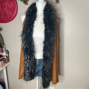 Odiva NWT scarf collar sleeveless open front cardigan knit sweater